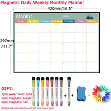 

Dry Erase Magnetic Weekly&Monthly Planner Calendar Whiteboard Message Drawing Fridge Memo Magnet Bulletin White Board for Kids
