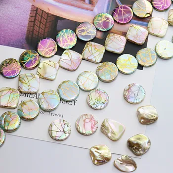 

10Pcs/Pack 20MM Natural Seashell Plating Geomrtric Round Square Beads For Jewelry Making Diy Bracelets Female Jewelry Findings