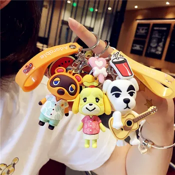 

New Animal Crossing Bell Doll Keychains Cartoon Cute Couple Keychain Popular Nintendo Switch Game Keyring Car Decoration Pendant