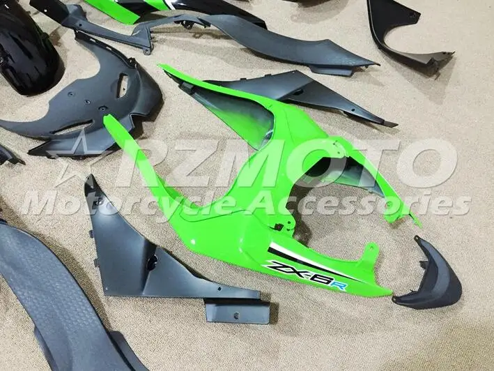 Литьевая Форма ABS обтекатель комплект подходит для Kawasaki ZX6R 2009 2010 2011 2012 Обтекатели ZX-6R 09 10 11 12 ниндзя 636 зеленый черный