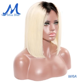 

Missblue 13x6 Lace Front Human Hair Wigs For Black Women Middle Ratio 8-16 Brazilian Remy BOB Wig 613 Ombre Blonde Wigs 130%