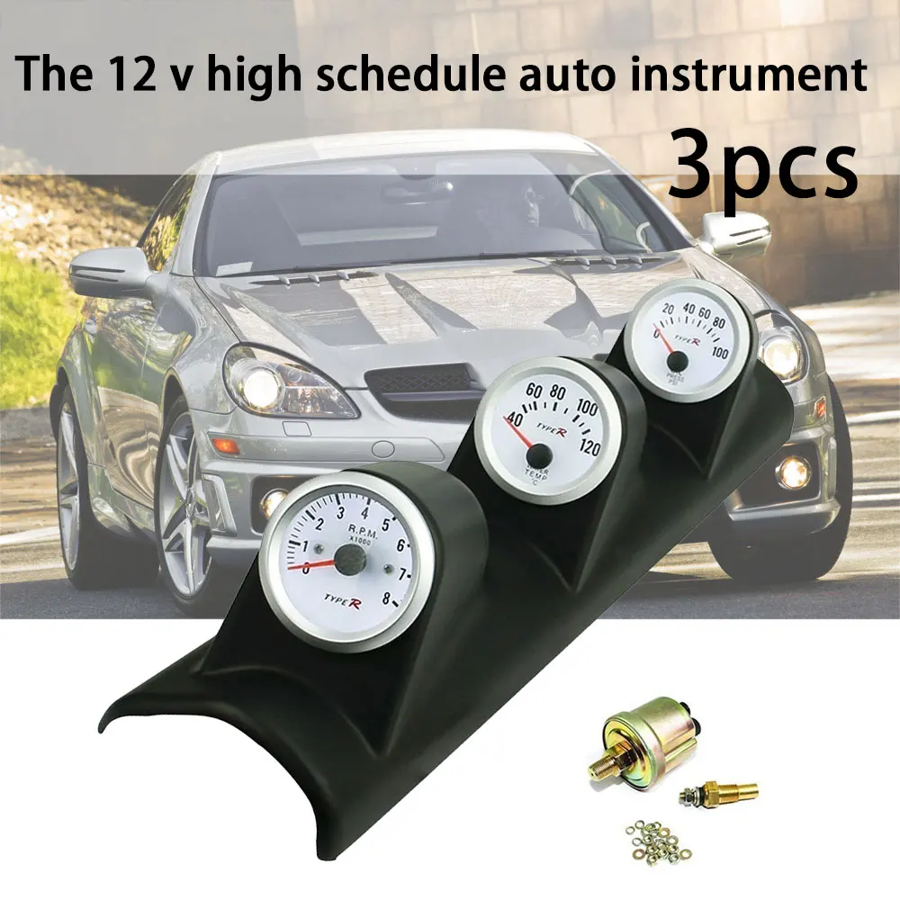 Tachometer Water-Thermometer Precise Instrument Auto Vehicle 440 X 110 X 95mm 3 in 1 Universal Oil Pressure Gauge for Ford