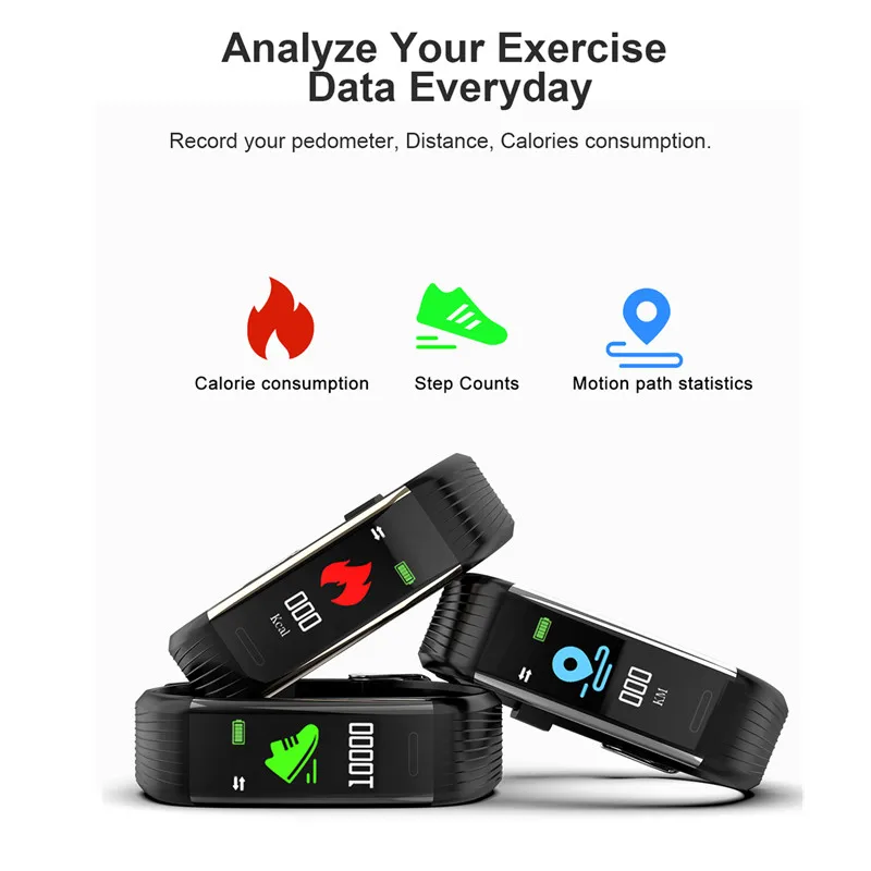  Bluetooth Smart band Pedometer Heart Rate Monitor Blood Pressure Fitness Tracker Sport Smart Watch  - 4000396164529