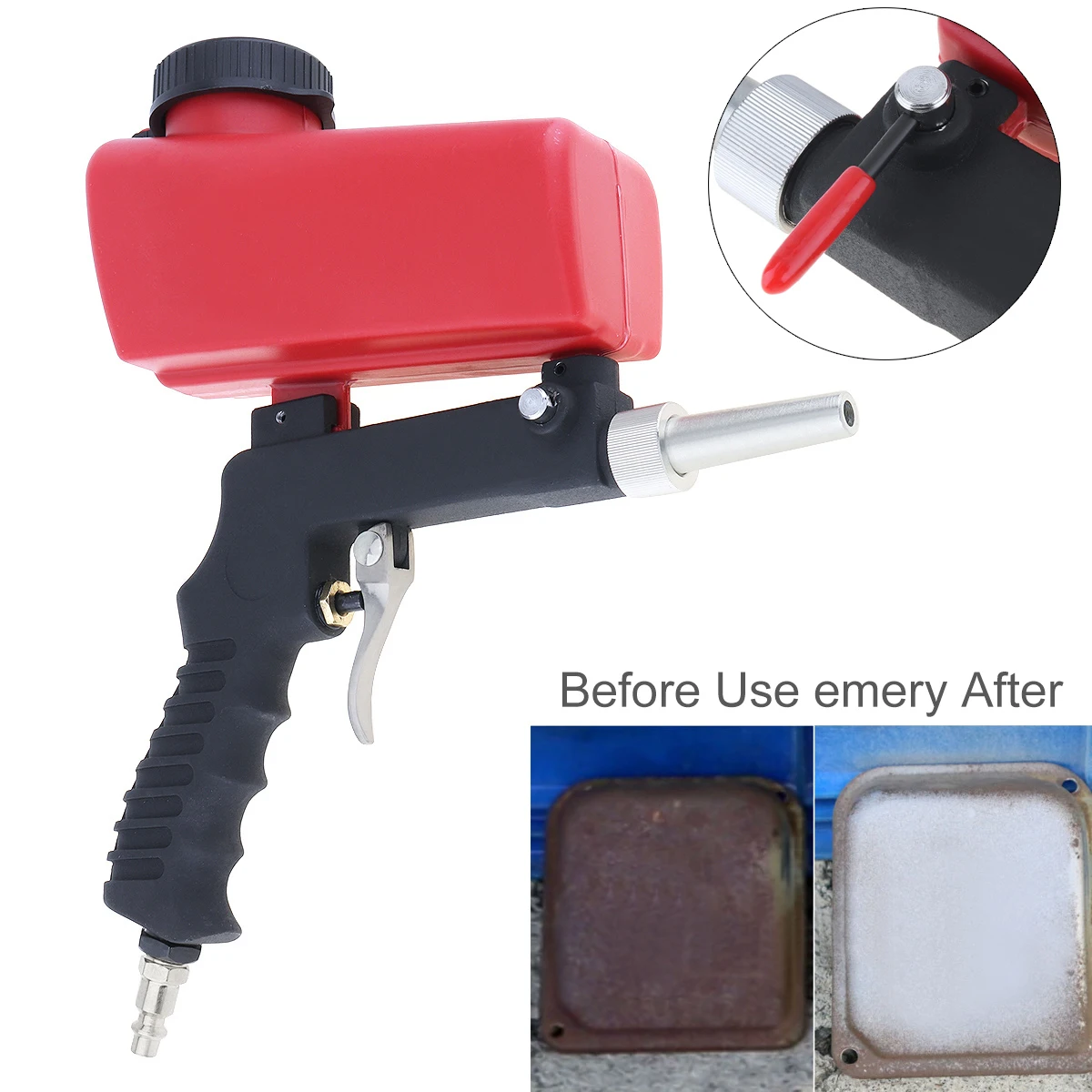 Portable Hand Held Pneumatic Sand Blasting Gun Sandblasting Upper Pot