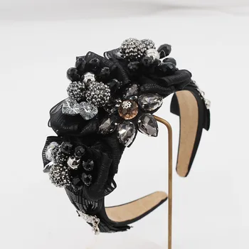 

New fashion temperament exaggerated rhinestone bow headband Fashion temperament bow exaggerated headband 526