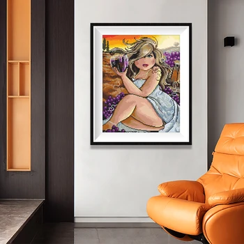 

5D DIY Diamond Painting Fat Lady Embroidery AB Drill Cross Stitch Canvas Lace Needlework Home Decor Gift