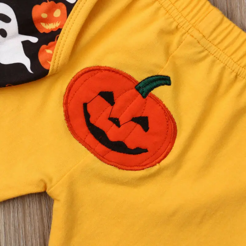 Brand Halloween Infant Baby Ghost Spirit Pumpkin Romper Tops Long Pant Bib Clothes Set Costume Clothing Cotton 3Pcs