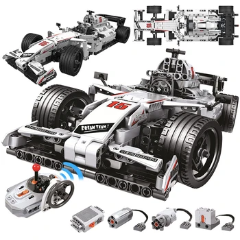 

729pcs Diy Building Blocks RC F1 Racing Car Compatible with Technic Model Remote Control Car Toys for Children Gift