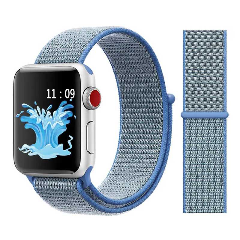 Joyozy для Apple watch, ремешок, нейлоновый, спортивный, петля, запястье для IWatch Series4, 3, 2, 1, цветной узор, классическая пряжка - Цвет ремешка: Tahoe Blue