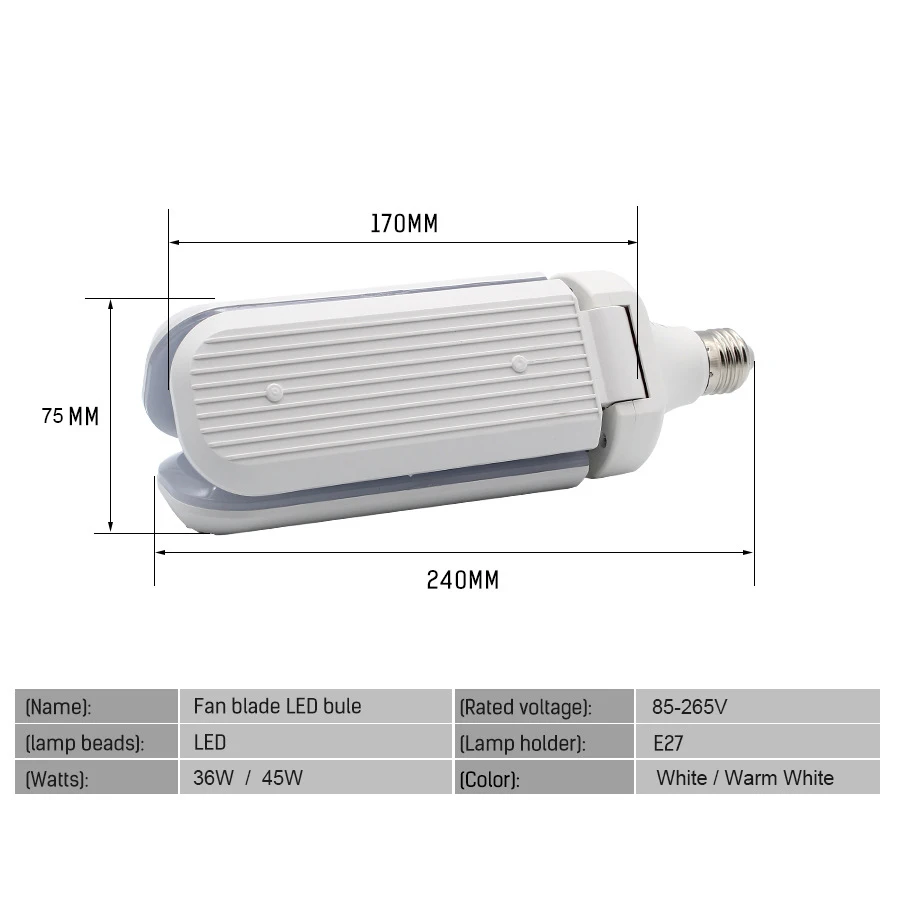 Светодиодная лампа SMD2835 E27 228LED s 60 Вт складной потолочный светильник с
