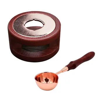 

New Arrival Retro Sealing Wax Furnace Stove Pot Wood Handle Sealing Wax Spoon for Wax Sealing Decorative Wax Stamp Craft Gift