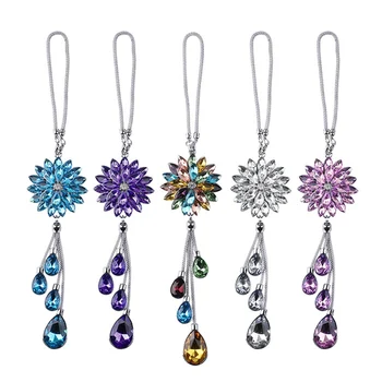 

Car Pendant Crystal Flower Petals Charms Auto Rearview Mirror Hanging Ornaments Automobile Interior Suspension Decoration Gifts
