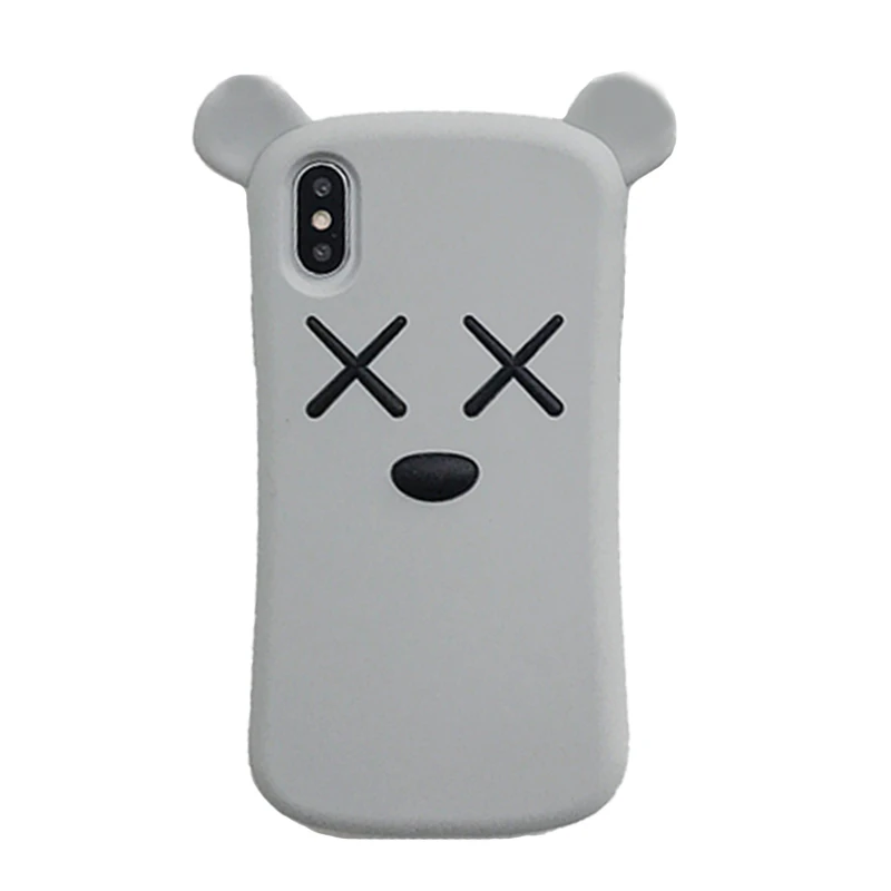Милый чехол для iPhone 6 S 6 S 7 8 Plus 8 Plus 7Plus X XS силиконовый чехол 3D Единорог Лошадь Кролик Ститч Кот мультфильм мягкий чехол для телефона - Цвет: Bear Gray