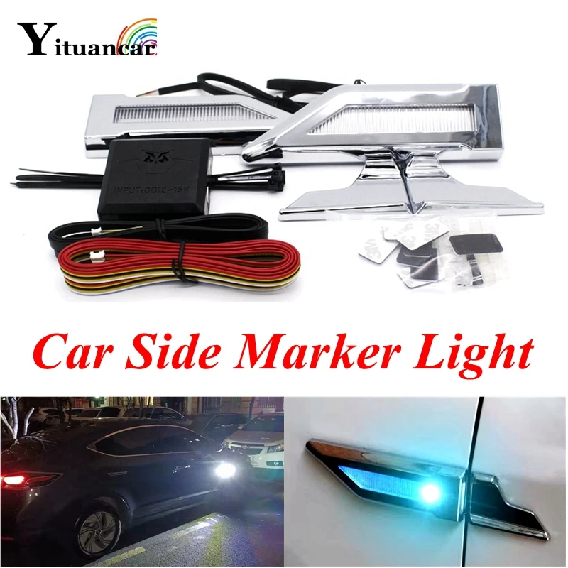 

Yituancar 2Pcs LED Car Side Marker Lights DC12-15V Daytime Running Day Lamp Yellow Turn Signal Light White Reversing Fender Lamp