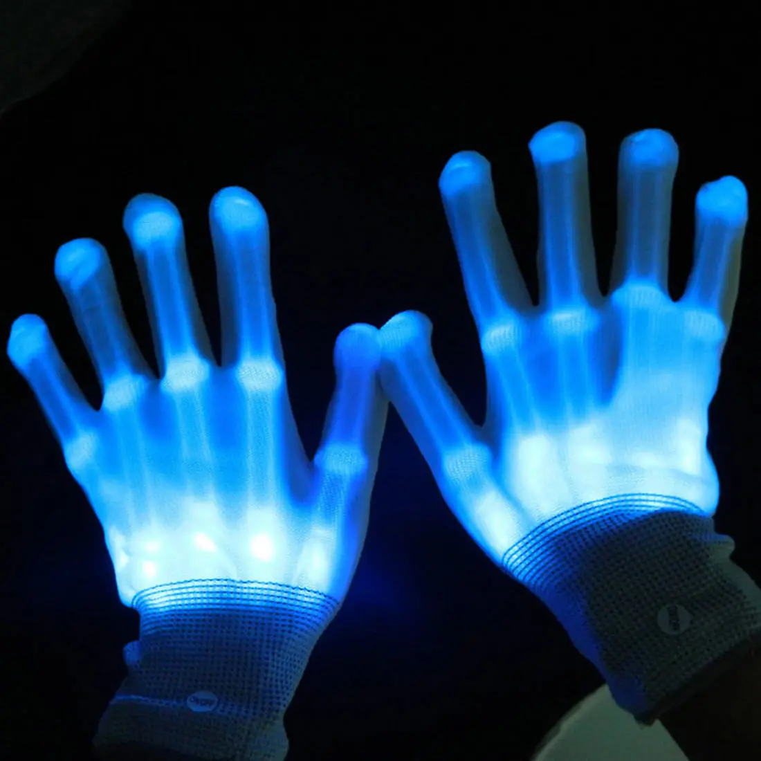 Светодиодный светильник светящиеся перчатки палец светильник ing электро Rave вечерние Танец скелет Хэллоуин - Цвет: Синий
