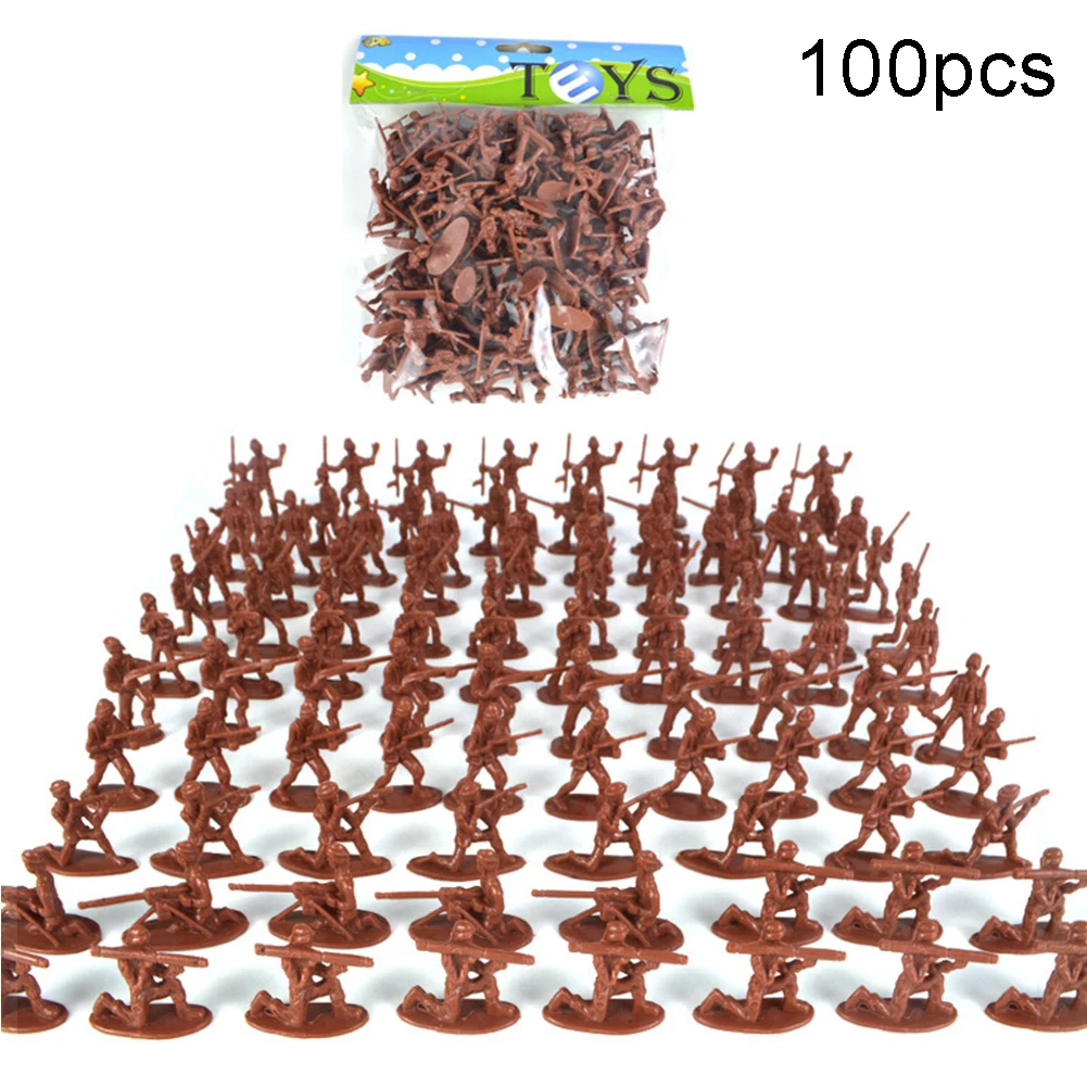 100Pcs Mini Classic Military Soldiers Figures Models Playset Desk Decor Toddler Army Men Kids Toy Gift Accessories Children Toy