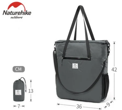 Gray Naturehike спортивная сумка 18L Складная легкая силиконовая 30D Сумка-тоут легкая водонепроницаемая Спортивная Сумка через плечо - Цвет: Gray