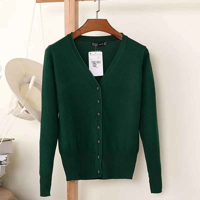 Knitted Cardigan Sweater Women 2019 Autumn Winter Casual Solid Color V-Neck Long Sleeve Coat Crochet Knit Sweater Coat Female