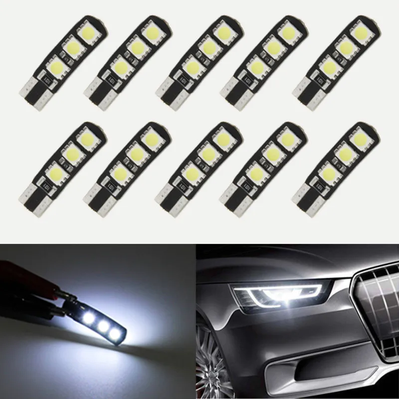 10PcT10 194 168 W6W 6SMD 5050 Car LED Light Bulb Xenon Whirt For Car Tail Light Bright White Taillight Car Accessories