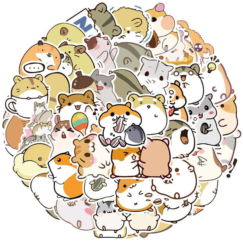 

10/30/50PCS cartoon cute hamster emoticon pack children sticker backpack stationery box waterproof decoration graffiti wholesale
