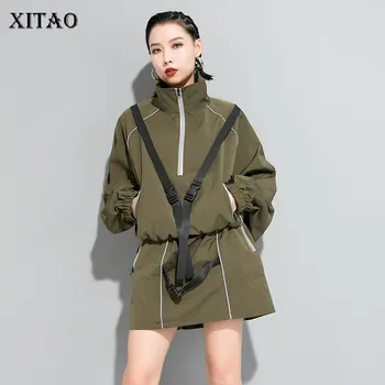 

XITAO Irregular Women Two Piece Set 2020 Spring Summer Elegant Goddess Fan Drawstring Goddess Fan Minority Casual Style XJ3786