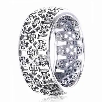 

Authentic 925 Sterling Silver Ring Openwork Entwined Flower Rings For Women Wedding Party Gift Fine Jewelry