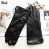 Leather Sheepskin Gloves Women's Autumn Warm Fleece Lining Color Fashion Thin Outdoor Activities Electric Bike Riding Driving ► Photo 3/6