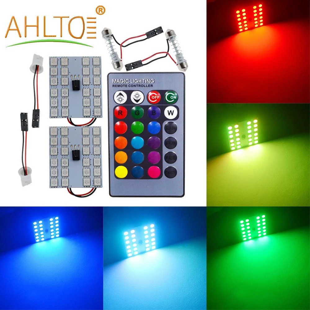 2 шт. Автомобильные светодиодные лампы T10 RGB 5050 24SMD BA9S DC 12 В|Декоративная лампа| |