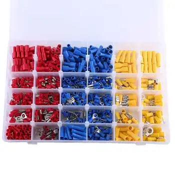 

480 pcs Cable Lugs with Assortment Box Auto Connector Flat Connector 3 Colors