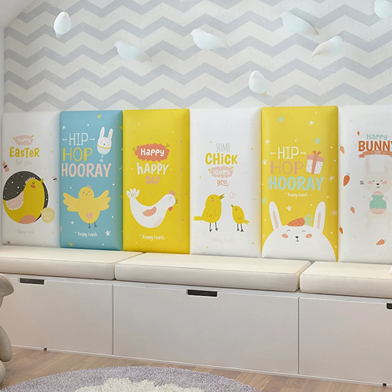 

3d Wall Sticker Bed Headboards Cartoon Animal Kids Bedroom Decor Anti-Collision Tatami Soft Pack Board Foam Stickers Home Decor