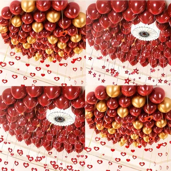 

10 inch double jewel red balloon Love rain silk pendant wedding decoration ball Living room wedding room layout latex balloon