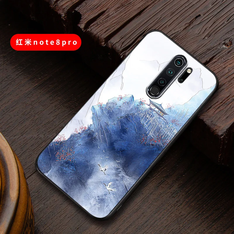 Чехол redmi note8 с тиснением в винтажном Восточно-Азиатском китайском и японском стиле для Xiaomi redmi note 8 pro, чехол с изображением Снежной Горы - Цвет: 9 redmi note 8 pro