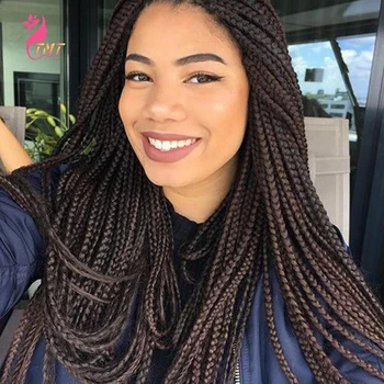 

Synthetic Long Crochet Braiding Hair Wigs For Women Handmade 26 Inch Synthetic Straight Box Braids Wig Natural Color Daily Wig