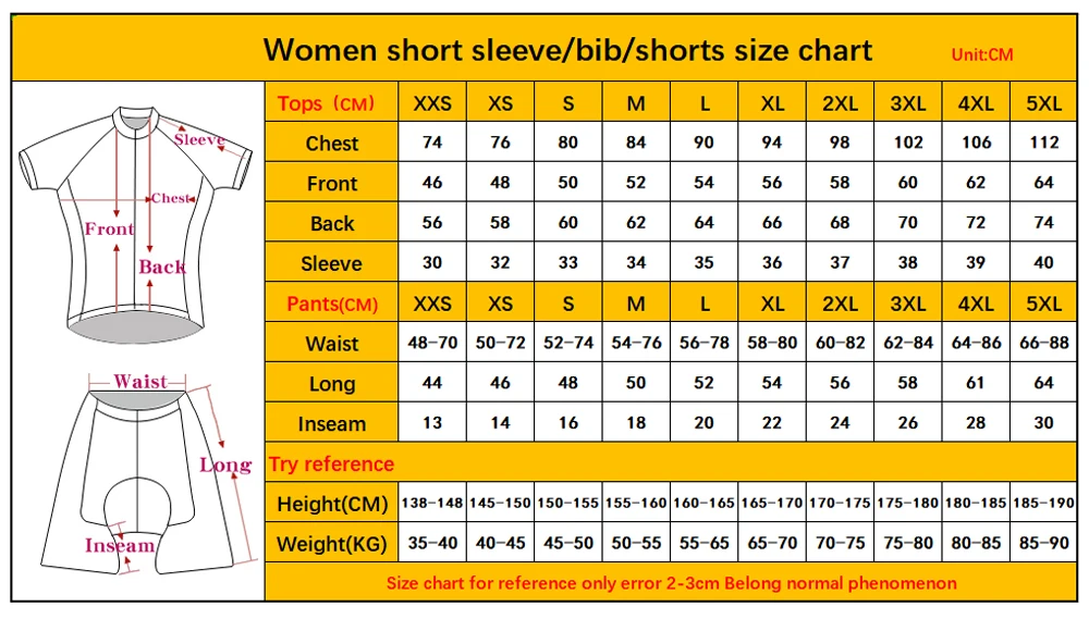 女款短袖尺码表