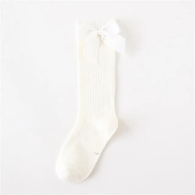 1 Pair Women's White Knee High Socks With Bow & Lace Ruffles - Cute Over The Knee Frilly Socks For Dresses & Costumes