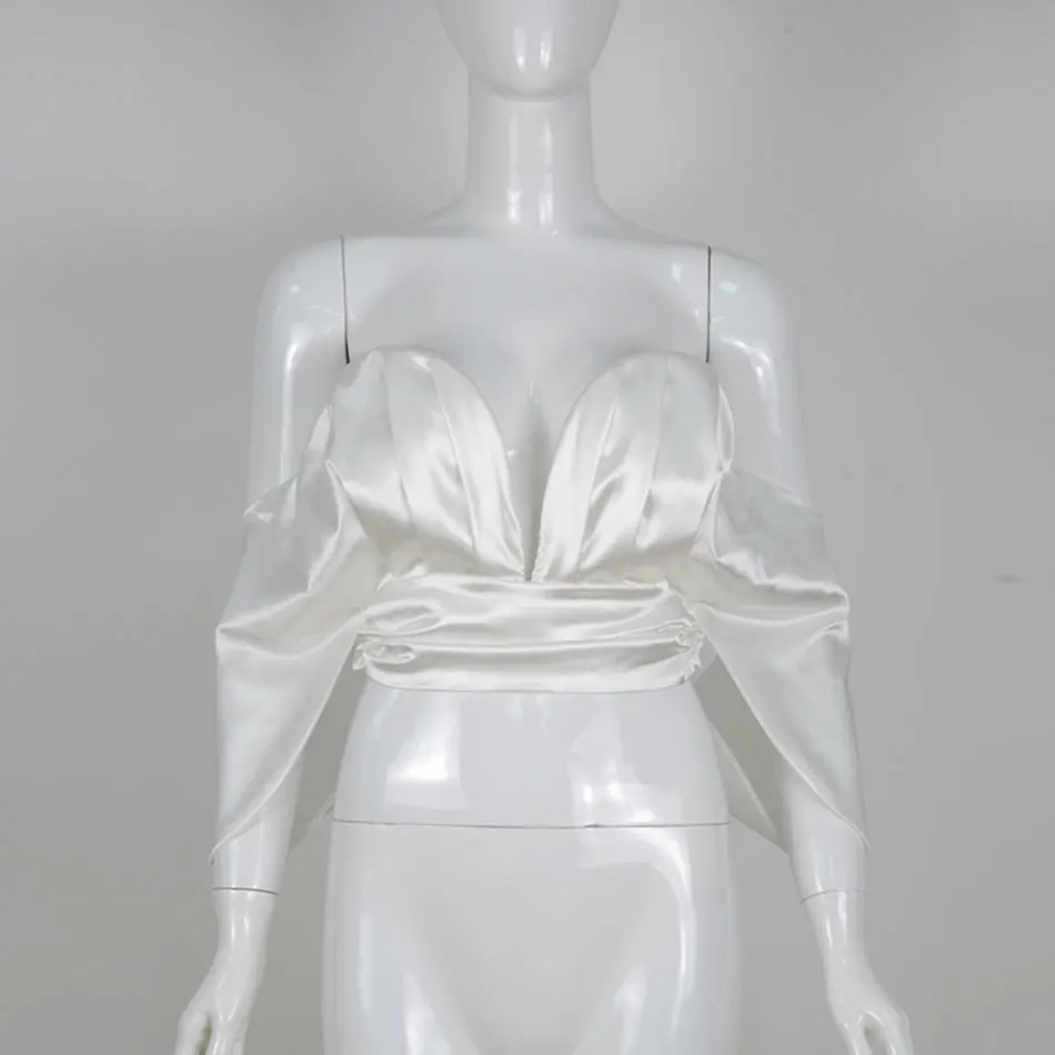 Free Shipping 2020 New Women's Satin Shirt White