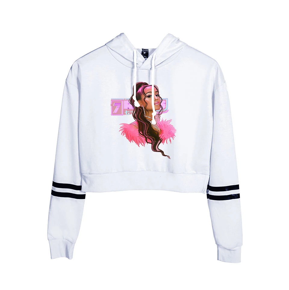 Hot Ariana Grande crop Top Hoodies women Fashion Cotton Harajuku Autumn Women's/girl's Hoodies And orange Sweatshirt