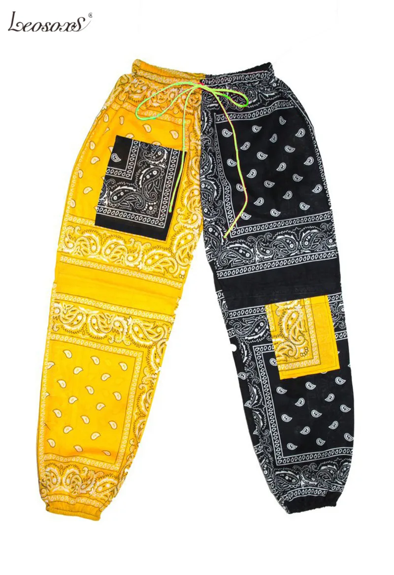 

Paisley Bandana Print Color Patchwork Women Casual Pants Fashion Loose Ankle Length Trousers