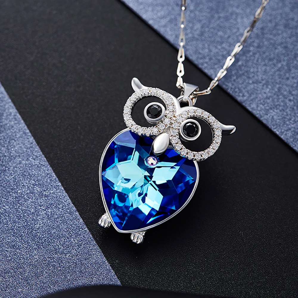 

Women Heart Necklace Owl Crystal Pendant Necklace Birthday Party Gift