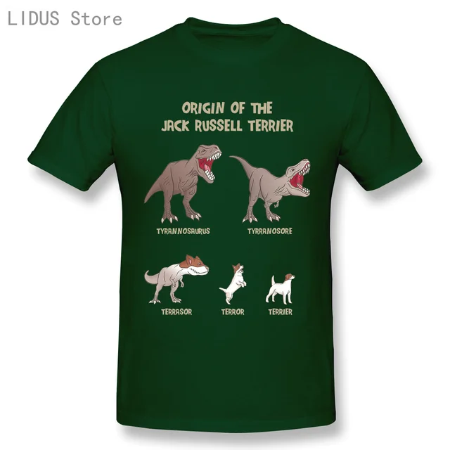 LIDUS Origin Of The Jack Russell Terrier Evolution History Meme Shirt Short Sleeved Tshirt Fashion Cotton T-shirt Tee Shirts Turquoise