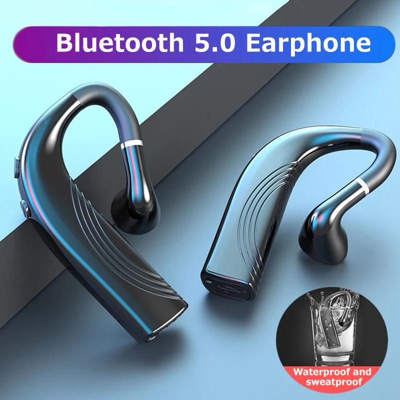 Беспроводная гарнитура Bluetooth 5,0 с длительным режимом ожидания и микрофоном, спортивные bluetooth наушники для режима «свободные руки», водонепроницаемые наушники с ушным крючком для телефона|Наушники и гарнитуры| | АлиЭкспресс