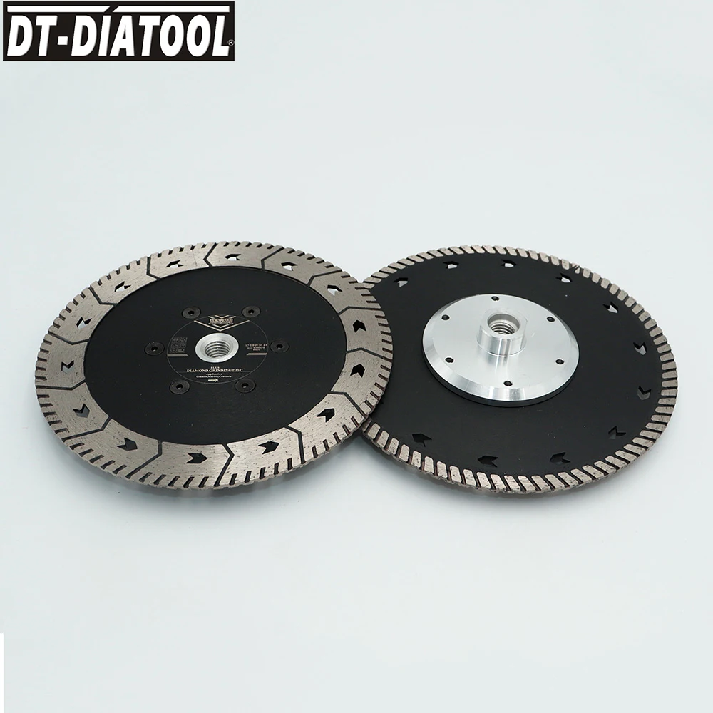 DT-DIATOOL Diamant-Schleifscheibe mit M14-Gewinde, Doppelsägeblatt zum Schleifen von Granit, Marmor und Beton, 1 Stück, Durchmesser 180 mm.