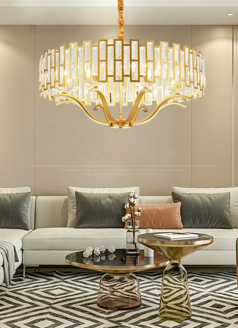 Постмодерн светодиодный Роскошный K9 хрустальная люстра освещение гостиная золотые подвесные светильники Скандинавская Подвесная лампа для спальни Оборудование для столовой