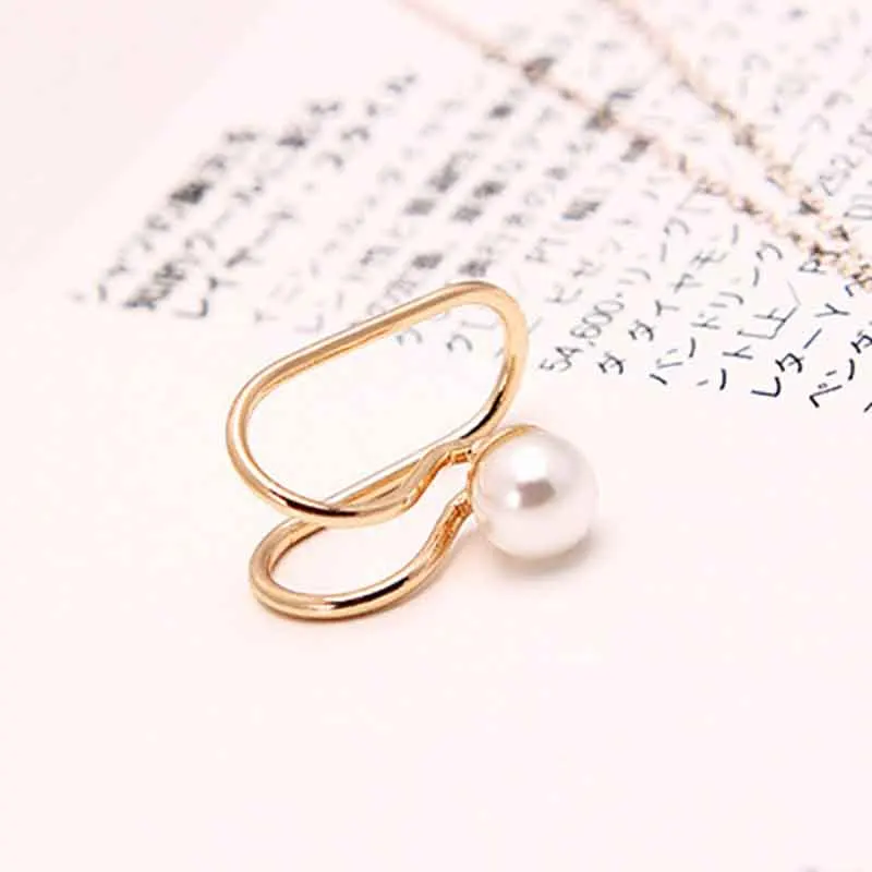 Pearl Gold Модные панк-рок Клипсы-каффы накладные серьги простой Джокер без пирсинга u-образный зажим для ушей для женщин и мужчин вечерние ювелирные изделия аксессуары - Окраска металла: Pearl Gold