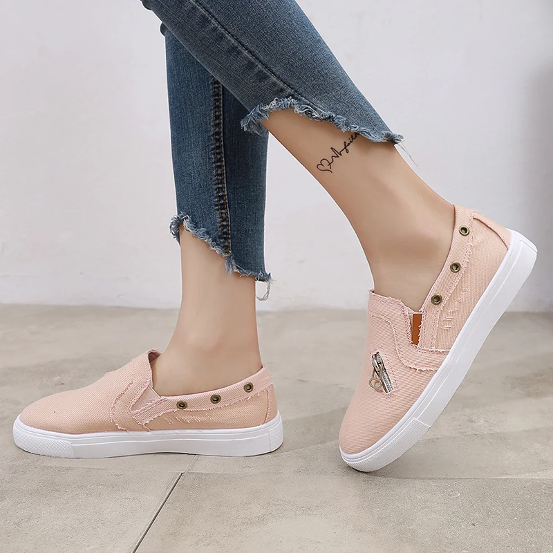 

Женские холщовые туфли Dwayne, повседневные лоферы из денима, Вулканизированная подошва, большой размер, 2019