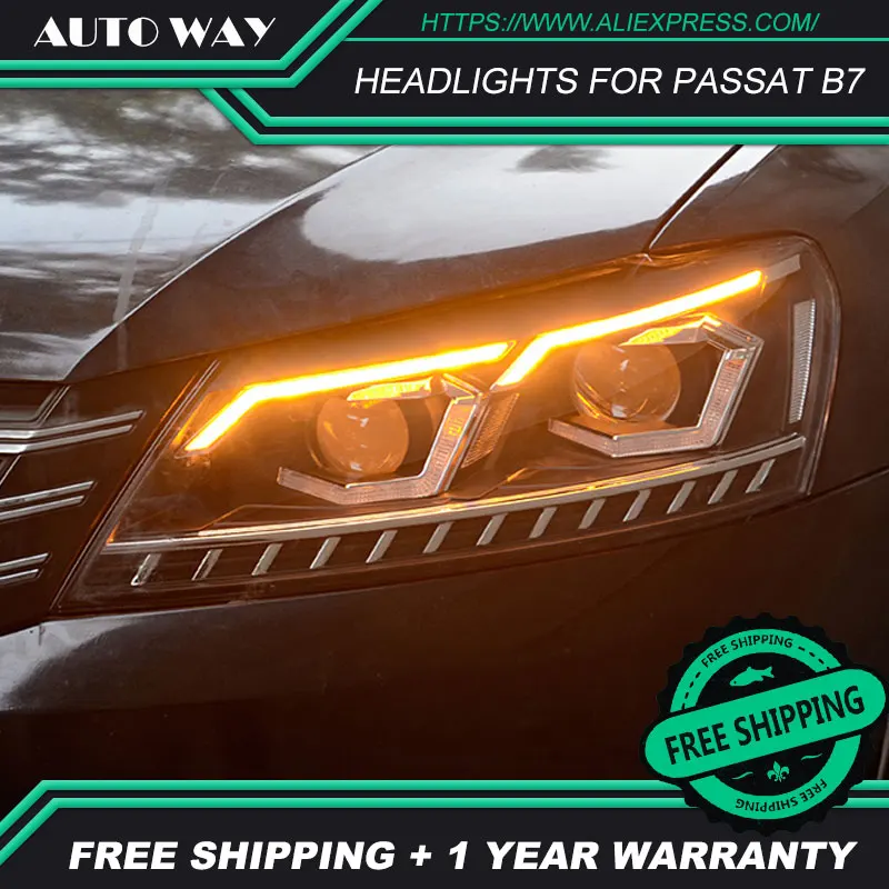 Автомобильный Стильный чехол для VW Passat B7 US Verson фары Passat B7 фары 2012- светодиодный DRL D2H динамический сигнал поворота Hid