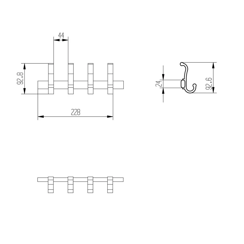 Планка с 4 мя крючками Raiber R60102|Крючки для халата| |