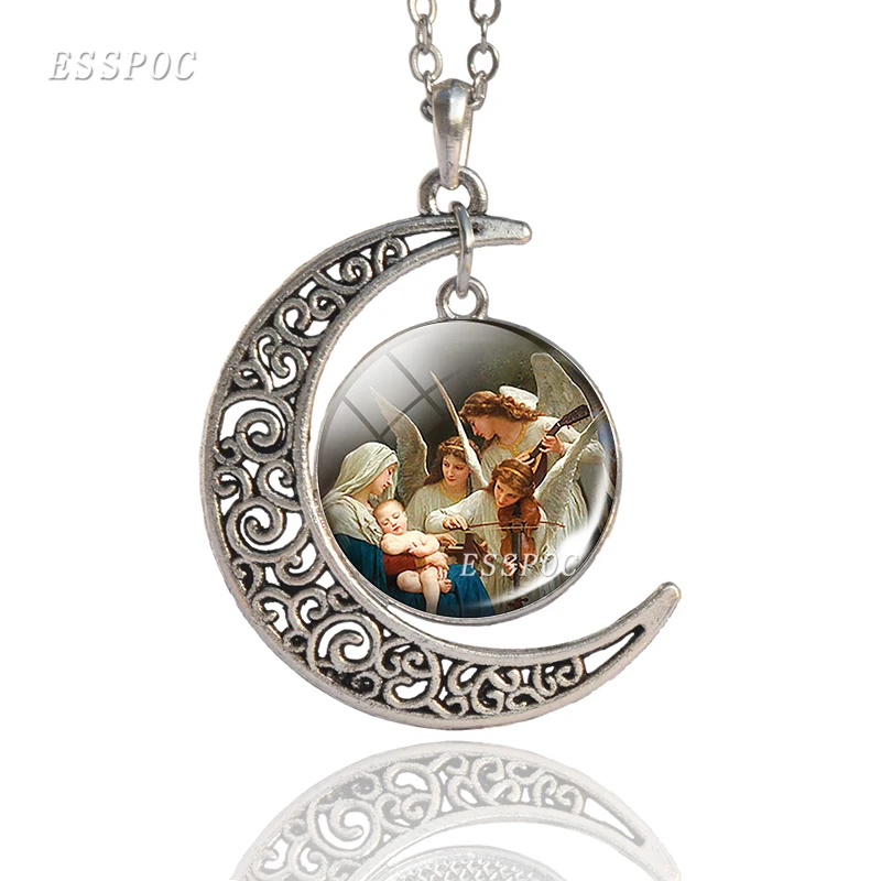 Fairy Moon on Angel Crescent Pendant Necklace Wings Jewelry Light Women Fashion Accessories | Украшения и аксессуары