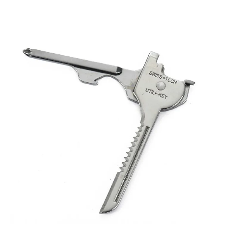Портативный многофункциональный 6 в 1 брелок для ключей из нержавеющей стали Складной нож швейцарская походная отвертка многофункциональный инструмент
