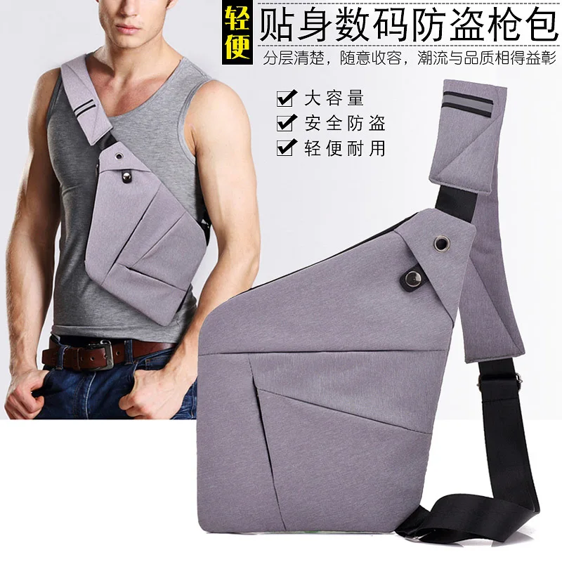 

New Style Canvas MEN'S Messenger Bag Trend Chest Pack Multi-functional Gun Pack Digital Storage Bag Anti-Theft Wear-Resistant Sh